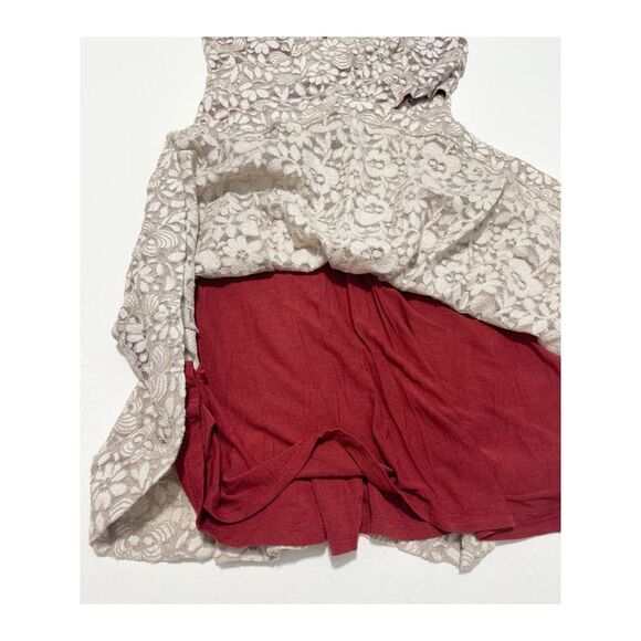 Anthropologie Maeve Dress Faux Wrap V-Neck Floral Lace Sleeveless Tan Small - Picture 9 of 12